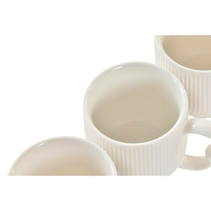 Set of 6 Cups with Plate DKD Home Decor White Natural Porcelain 90 ml
